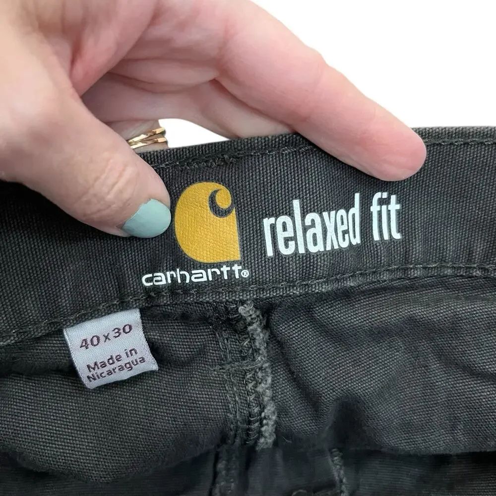 Carhartt Mens Relaxed Straight Rigby Dungaree Pants 40x30 Gravel Gray Workwear - Picture 6 of 10